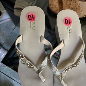 Guess Gold Embellished Sandals